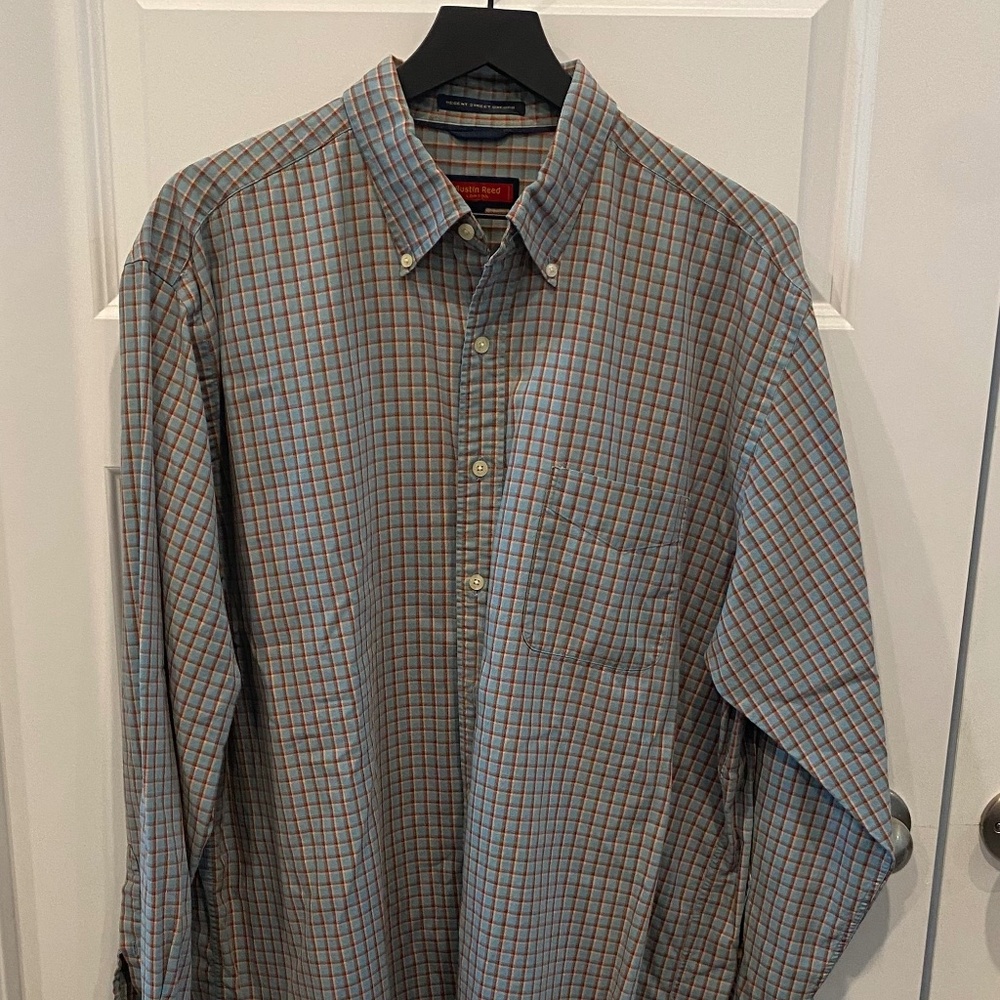 Austin Reed London Men’s Longsleeve Gingham Pattern Dress Shirt Size XL